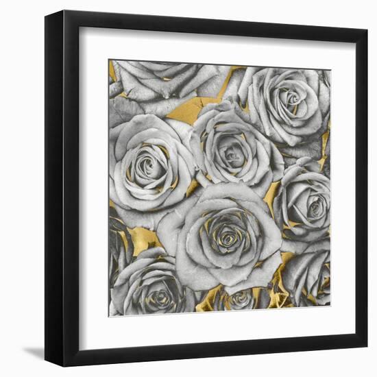 Roses - Silver on Gold-Kate Bennett-Framed Art Print