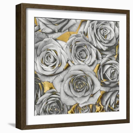 Roses - Silver on Gold-Kate Bennett-Framed Art Print