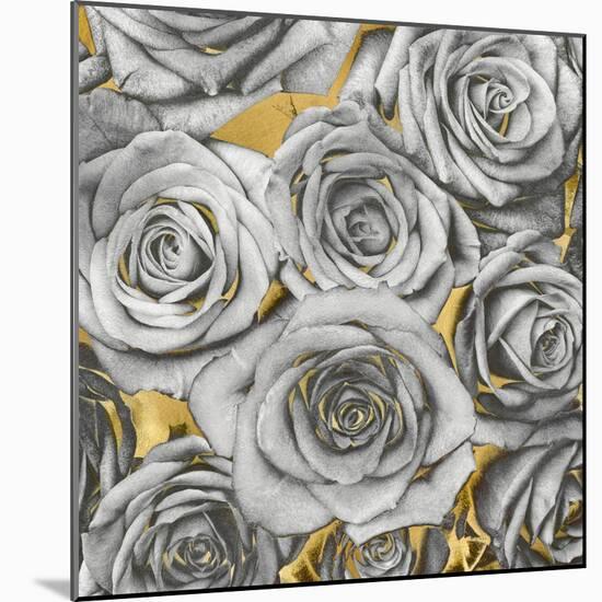 Roses - Silver on Gold-Kate Bennett-Mounted Art Print