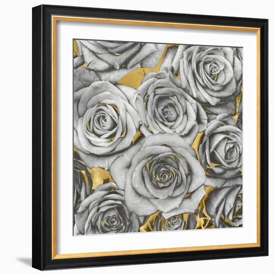 Roses - Silver on Gold-Kate Bennett-Framed Art Print