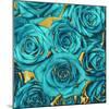 Roses - Teal on Gold-Kate Bennett-Mounted Art Print