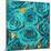 Roses - Teal on Gold-Kate Bennett-Mounted Art Print