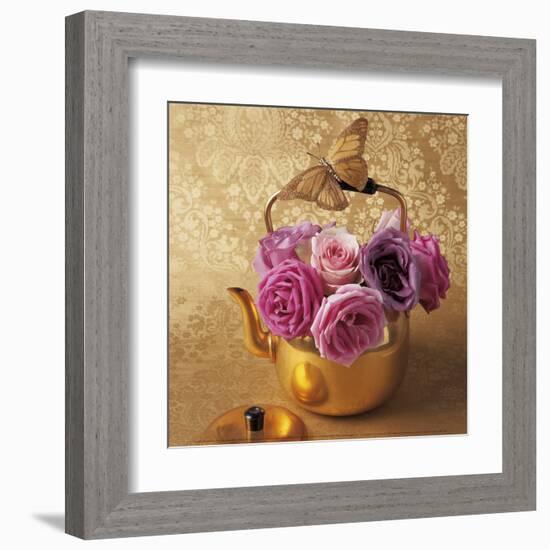 Roses, Teapot and Butterfly-Louis Gaillard-Framed Art Print