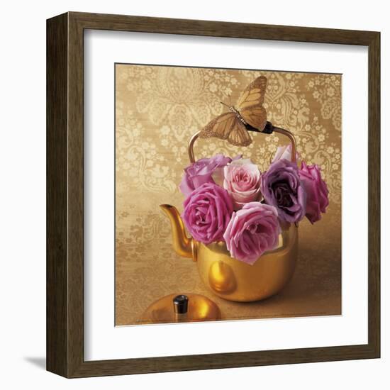 Roses, Teapot and Butterfly-Louis Gaillard-Framed Art Print