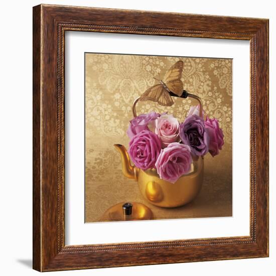 Roses, Teapot and Butterfly-Louis Gaillard-Framed Art Print