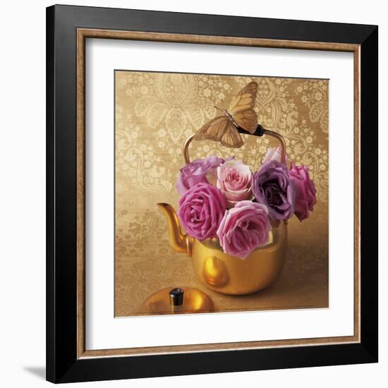 Roses, Teapot and Butterfly-Louis Gaillard-Framed Art Print