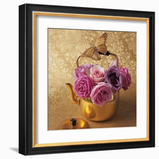 Roses, Teapot and Butterfly-Louis Gaillard-Framed Art Print