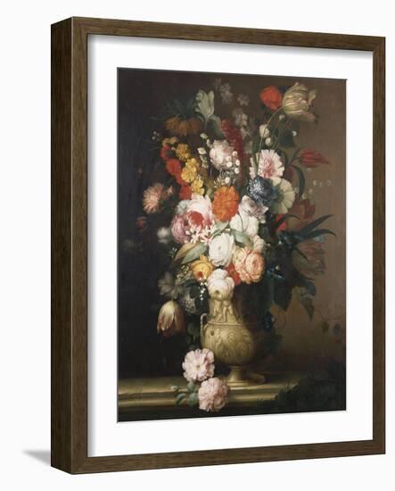 Roses, Tulips, Carnations and Other Flowers, in an Urn on a Ledge-Sir William Beechey-Framed Giclee Print