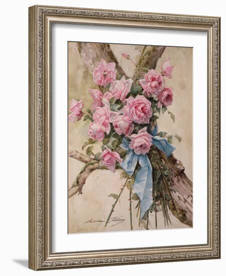 Roses watercolor on paper-Madeleine Lemaire-Framed Giclee Print