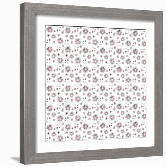 Rosette and Flowers Pink and Turquoise-Effie Zafiropoulou-Framed Giclee Print