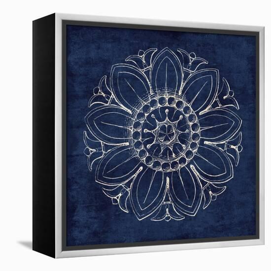 Rosette VII Indigo-Wild Apple Portfolio-Framed Stretched Canvas