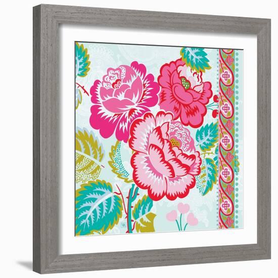 Rosey Florals-Violet Leclaire-Framed Art Print
