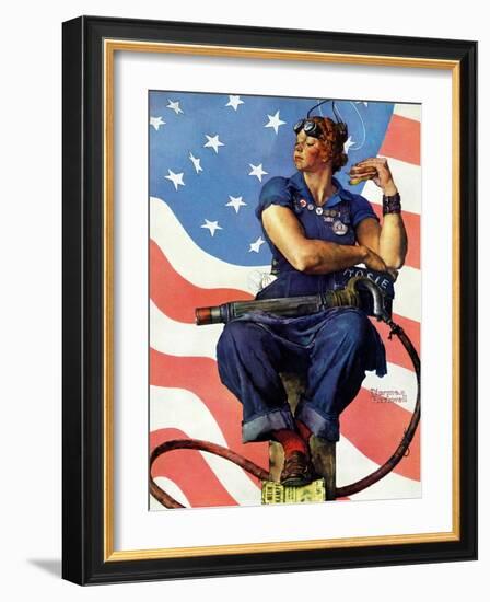 "Rosie the Riveter", May 29,1943-Norman Rockwell-Framed Premium Giclee Print