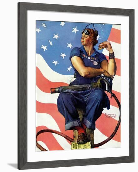 "Rosie the Riveter", May 29,1943-Norman Rockwell-Framed Giclee Print