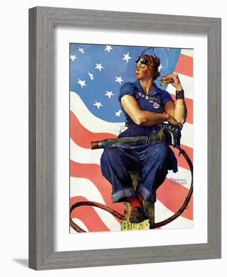 "Rosie the Riveter", May 29,1943-Norman Rockwell-Framed Giclee Print