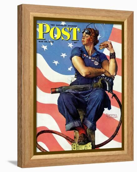 "Rosie the Riveter" Saturday Evening Post Cover, May 29,1943-Norman Rockwell-Framed Premier Image Canvas