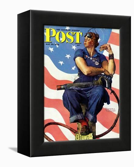 "Rosie the Riveter" Saturday Evening Post Cover, May 29,1943-Norman Rockwell-Framed Premier Image Canvas