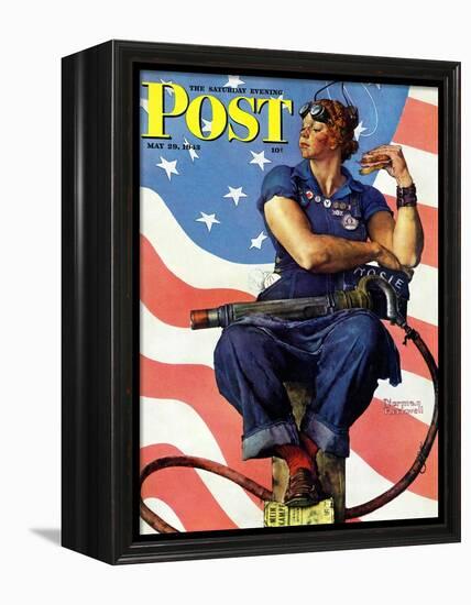 "Rosie the Riveter" Saturday Evening Post Cover, May 29,1943-Norman Rockwell-Framed Premier Image Canvas