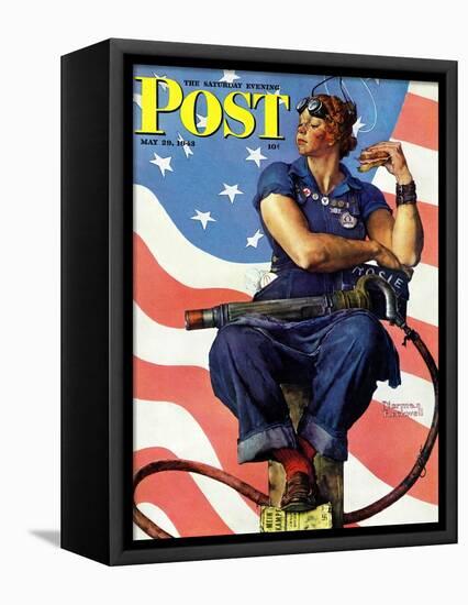 "Rosie the Riveter" Saturday Evening Post Cover, May 29,1943-Norman Rockwell-Framed Premier Image Canvas