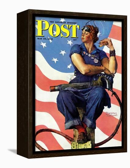 "Rosie the Riveter" Saturday Evening Post Cover, May 29,1943-Norman Rockwell-Framed Premier Image Canvas