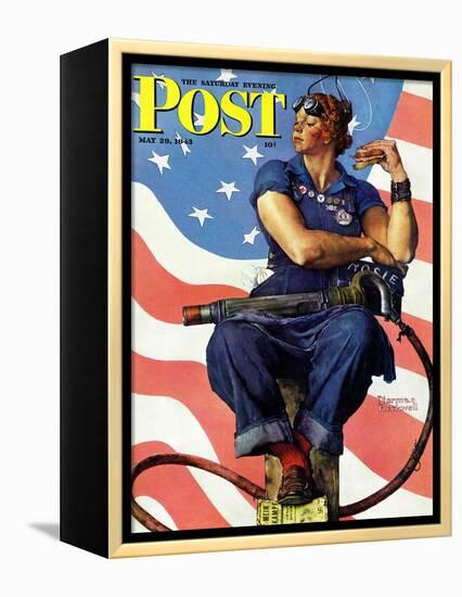 "Rosie the Riveter" Saturday Evening Post Cover, May 29,1943-Norman Rockwell-Framed Premier Image Canvas