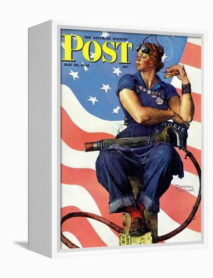 "Rosie the Riveter" Saturday Evening Post Cover, May 29,1943-Norman Rockwell-Framed Premier Image Canvas