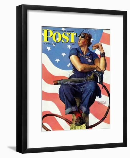 "Rosie the Riveter" Saturday Evening Post Cover, May 29,1943-Norman Rockwell-Framed Giclee Print
