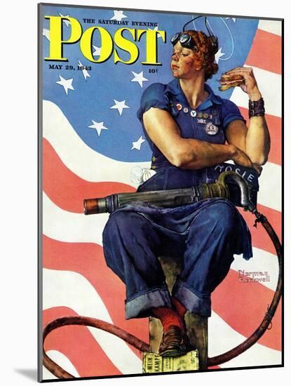 "Rosie the Riveter" Saturday Evening Post Cover, May 29,1943-Norman Rockwell-Mounted Giclee Print