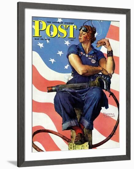 "Rosie the Riveter" Saturday Evening Post Cover, May 29,1943-Norman Rockwell-Framed Giclee Print