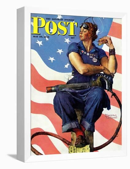 "Rosie the Riveter" Saturday Evening Post Cover, May 29,1943-Norman Rockwell-Framed Premier Image Canvas