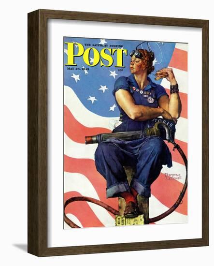 "Rosie the Riveter" Saturday Evening Post Cover, May 29,1943-Norman Rockwell-Framed Premium Giclee Print