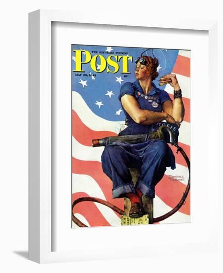 "Rosie the Riveter" Saturday Evening Post Cover, May 29,1943-Norman Rockwell-Framed Giclee Print