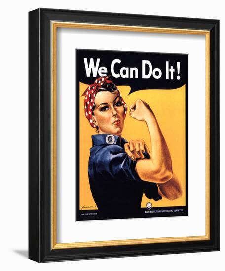 Rosie the Riveter We Can Do It-J^ Howard Miller-Framed Art Print