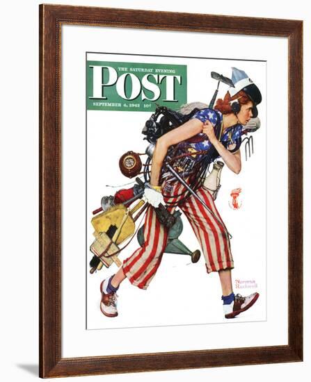 "Rosie to the Rescue" Saturday Evening Post Cover, September 4,1943-Norman Rockwell-Framed Giclee Print