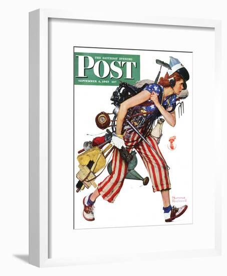 "Rosie to the Rescue" Saturday Evening Post Cover, September 4,1943-Norman Rockwell-Framed Giclee Print