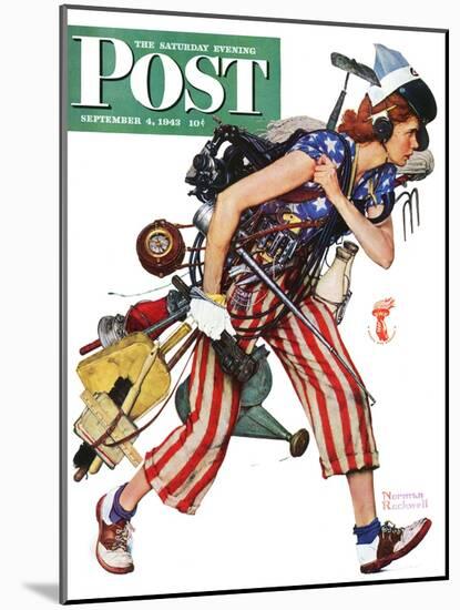 "Rosie to the Rescue" Saturday Evening Post Cover, September 4,1943-Norman Rockwell-Mounted Giclee Print