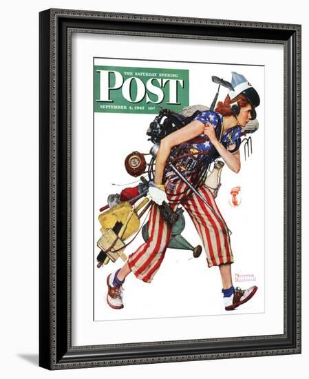 "Rosie to the Rescue" Saturday Evening Post Cover, September 4,1943-Norman Rockwell-Framed Giclee Print