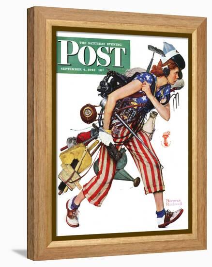 "Rosie to the Rescue" Saturday Evening Post Cover, September 4,1943-Norman Rockwell-Framed Premier Image Canvas