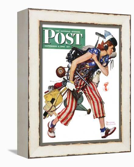 "Rosie to the Rescue" Saturday Evening Post Cover, September 4,1943-Norman Rockwell-Framed Premier Image Canvas