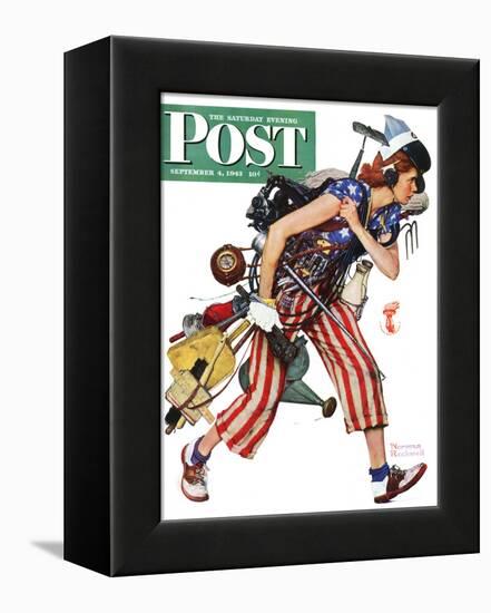 "Rosie to the Rescue" Saturday Evening Post Cover, September 4,1943-Norman Rockwell-Framed Premier Image Canvas