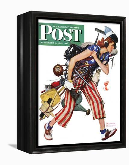 "Rosie to the Rescue" Saturday Evening Post Cover, September 4,1943-Norman Rockwell-Framed Premier Image Canvas