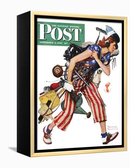 "Rosie to the Rescue" Saturday Evening Post Cover, September 4,1943-Norman Rockwell-Framed Premier Image Canvas