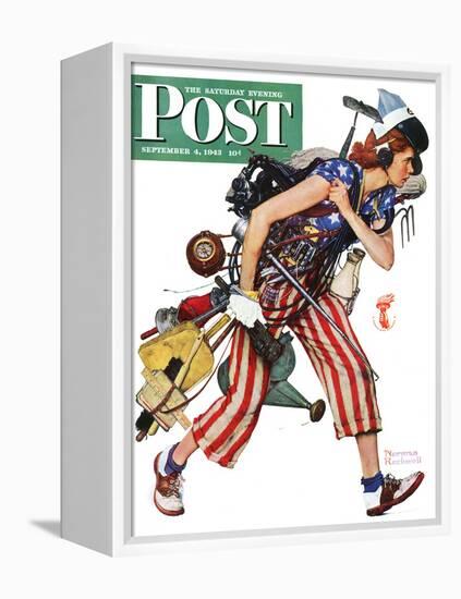 "Rosie to the Rescue" Saturday Evening Post Cover, September 4,1943-Norman Rockwell-Framed Premier Image Canvas