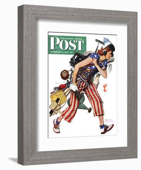 "Rosie to the Rescue" Saturday Evening Post Cover, September 4,1943-Norman Rockwell-Framed Giclee Print