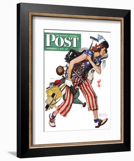 "Rosie to the Rescue" Saturday Evening Post Cover, September 4,1943-Norman Rockwell-Framed Giclee Print