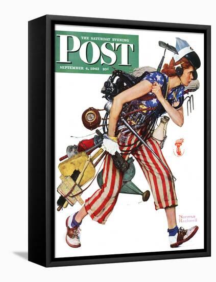 "Rosie to the Rescue" Saturday Evening Post Cover, September 4,1943-Norman Rockwell-Framed Premier Image Canvas