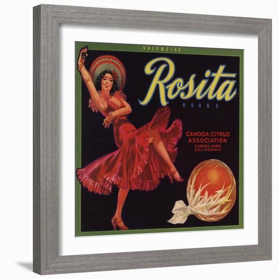 Rosita Brand - Canoga Park, California - Citrus Crate Label-Lantern Press-Framed Art Print