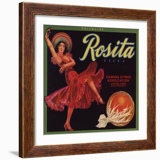 Rosita Brand - Canoga Park, California - Citrus Crate Label-Lantern Press-Framed Art Print