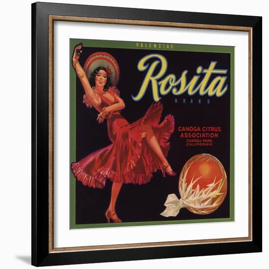 Rosita Brand - Canoga Park, California - Citrus Crate Label-Lantern Press-Framed Art Print