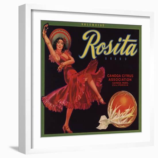 Rosita Brand - Canoga Park, California - Citrus Crate Label-Lantern Press-Framed Art Print